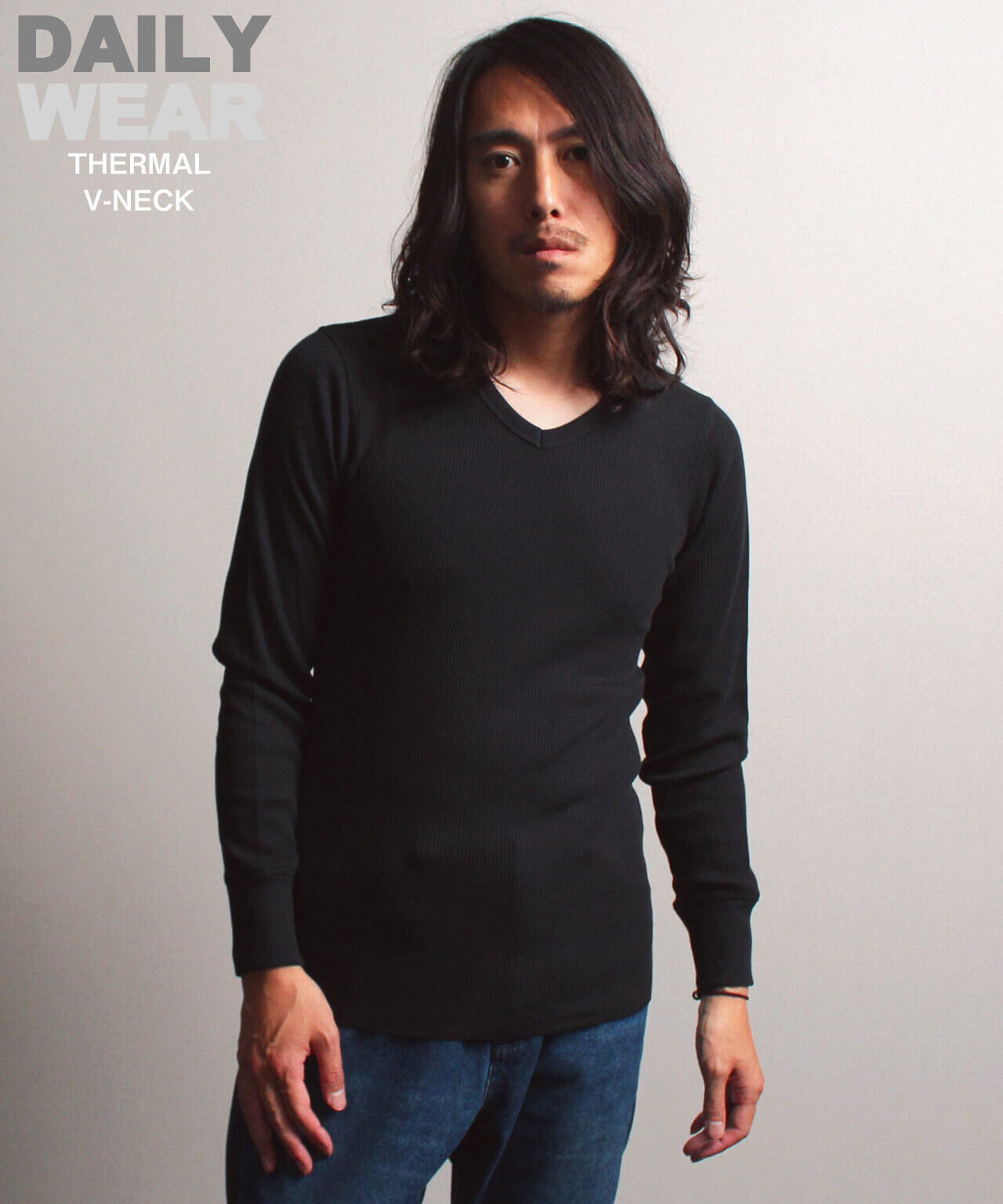《DAILY/デイリー》THERMAL L/S V-NECK T-SHIRT/サーマル 長袖 ブイネック Tシャツ