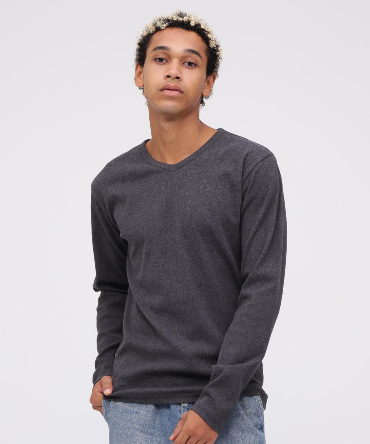《DAILY》RIB L/S V-NECK T-SHIRT
