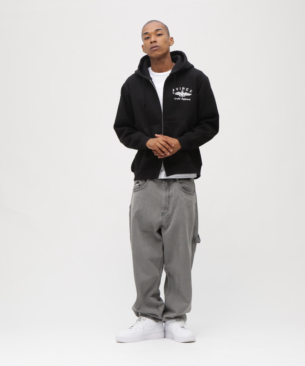 VARSITY LOGO SWEAT ZIP UP PARKA /バーシティ ロゴ スウェット ジップアップ パーカー