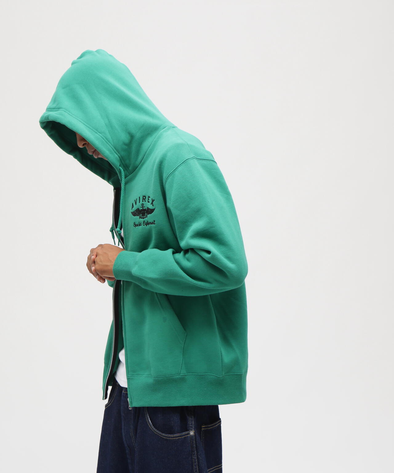 VARSITY LOGO SWEAT ZIP UP PARKA /バーシティ ロゴ スウェット ジップアップ パーカー