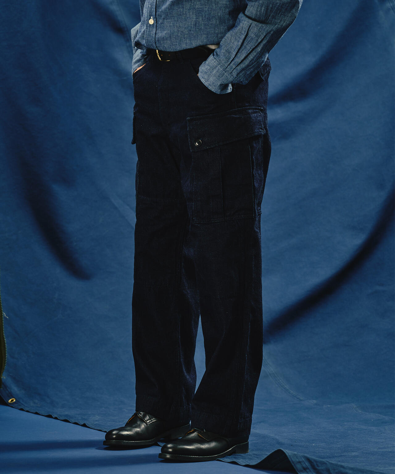 《TFQP by HANDROOM》JAPAN MADE DENIM CARGO PANT / ジャパンメイド デニム カーゴパンツ /
