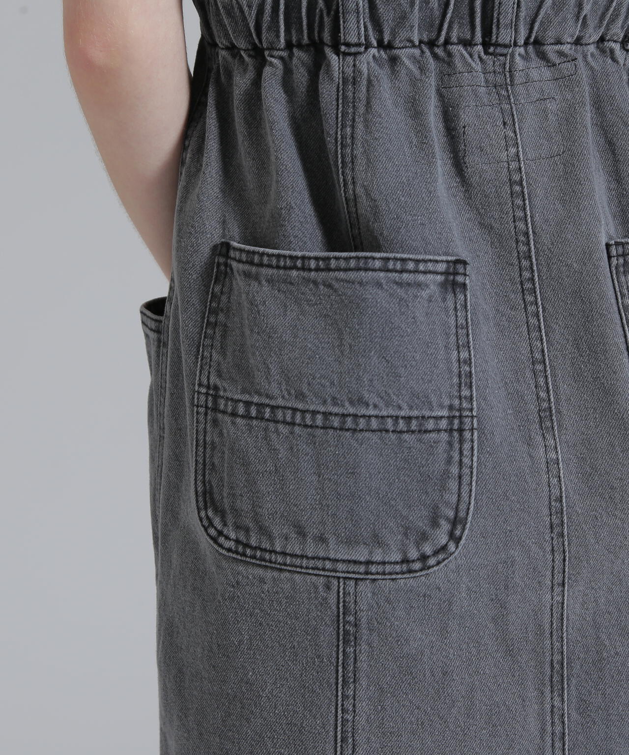 BELT PRINT DENIM JUMPER SKIRT/ベルトプリントデニムジャンパースカート