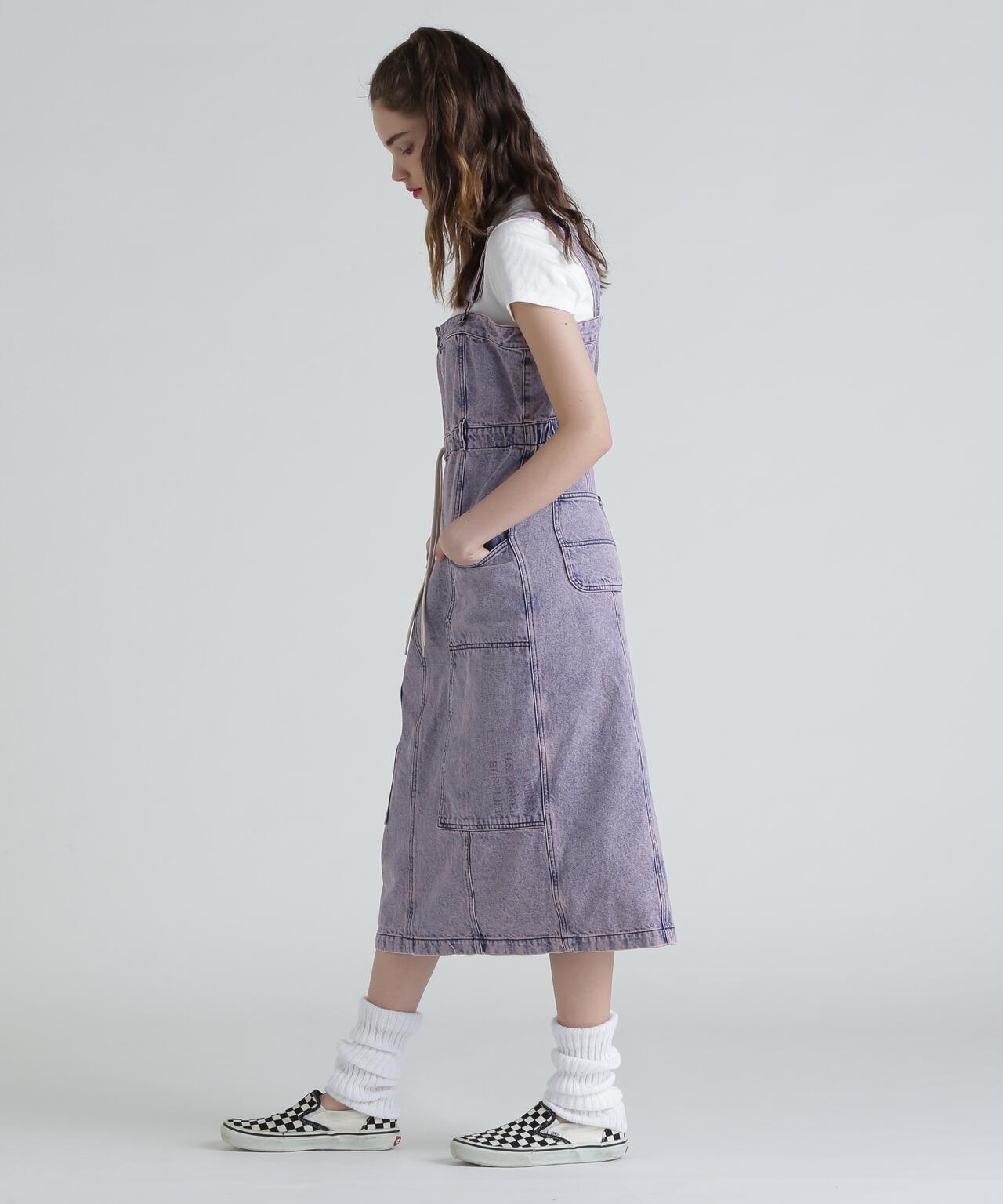 BELT PRINT DENIM JUMPER SKIRT/ベルトプリントデニムジャンパースカート