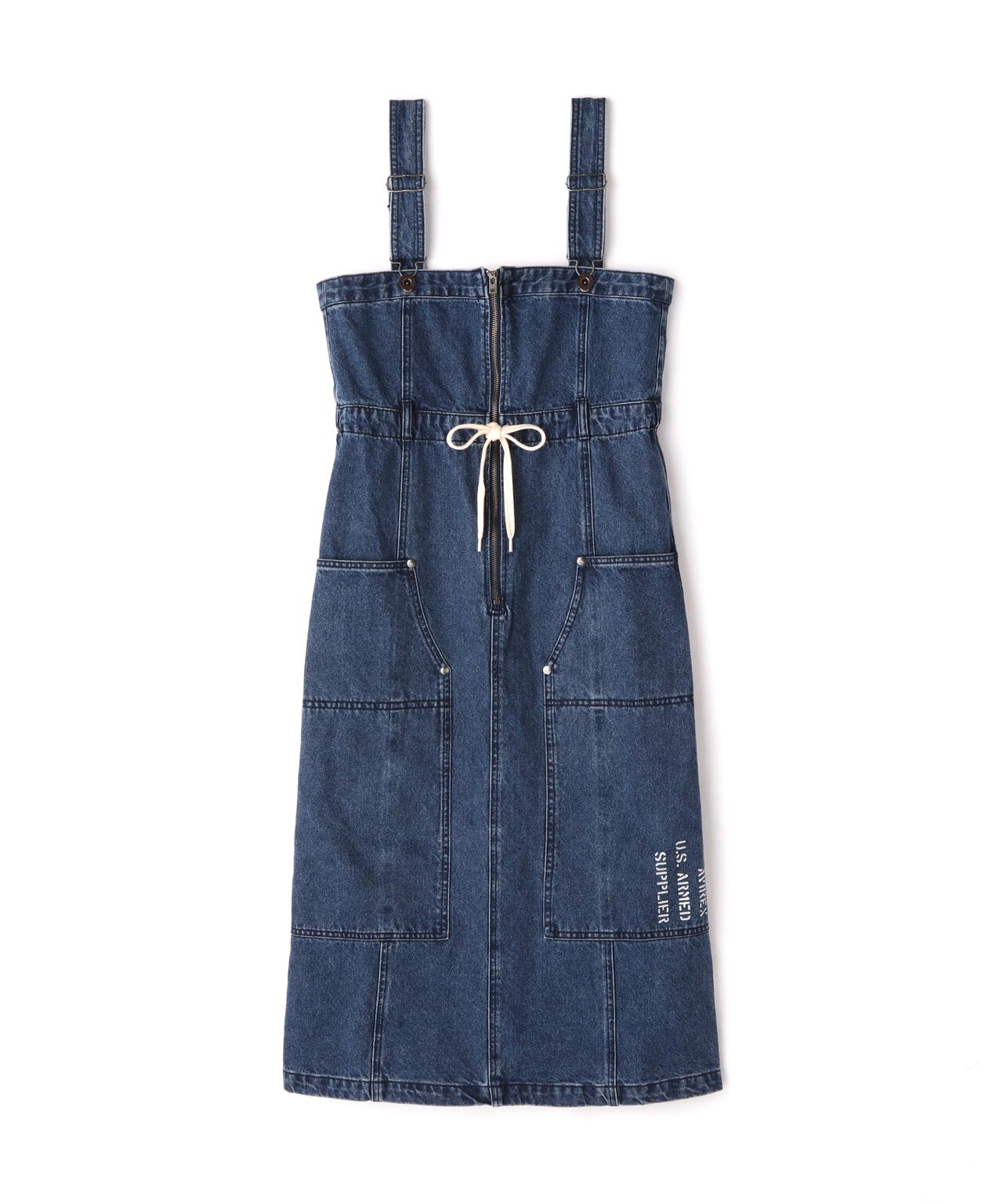 BELT PRINT DENIM JUMPER SKIRT/ベルトプリントデニムジャンパースカート