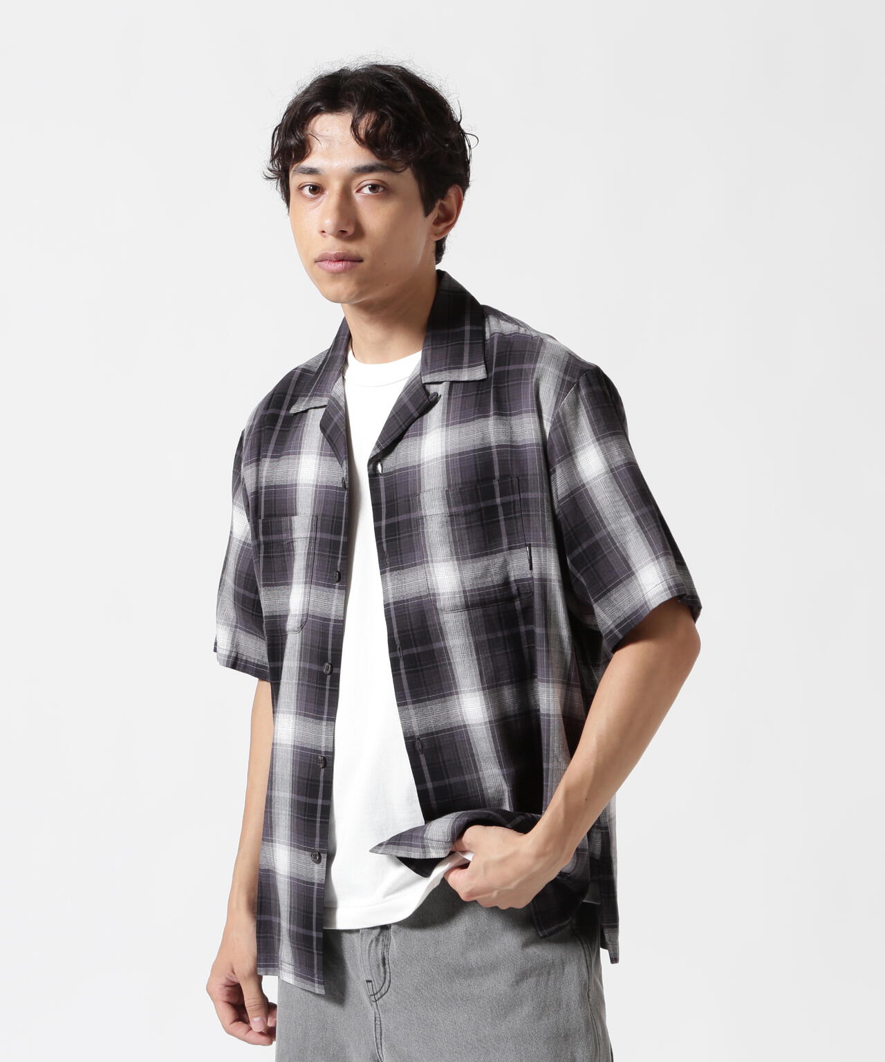 ONE POINT OMBRE CHECK SHIRT / 半袖 ワンポイント オンブレチェックシャツ / AVIREX / アヴィレックス