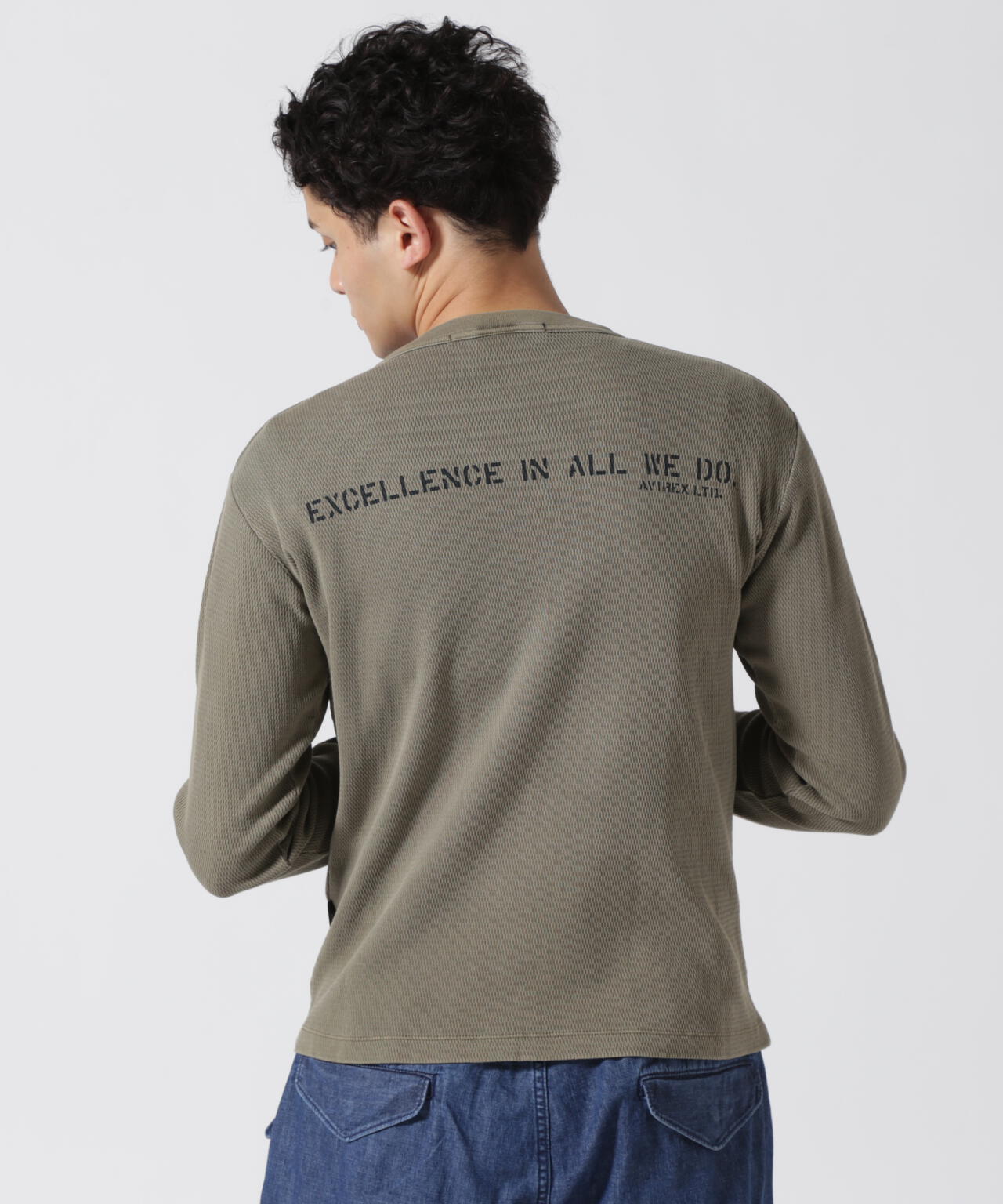 FADE WASH HONEYCOMB WAFFLE T-SHIRT / フェイドウォッシュ ハニカムワッフル 長袖Tシャツ