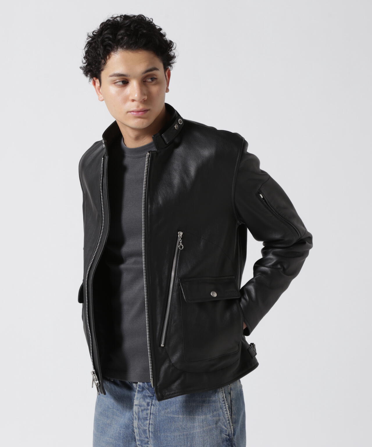 LEATHER MILITARY RIDERS JACKET/レザー ミリタリー ライダース