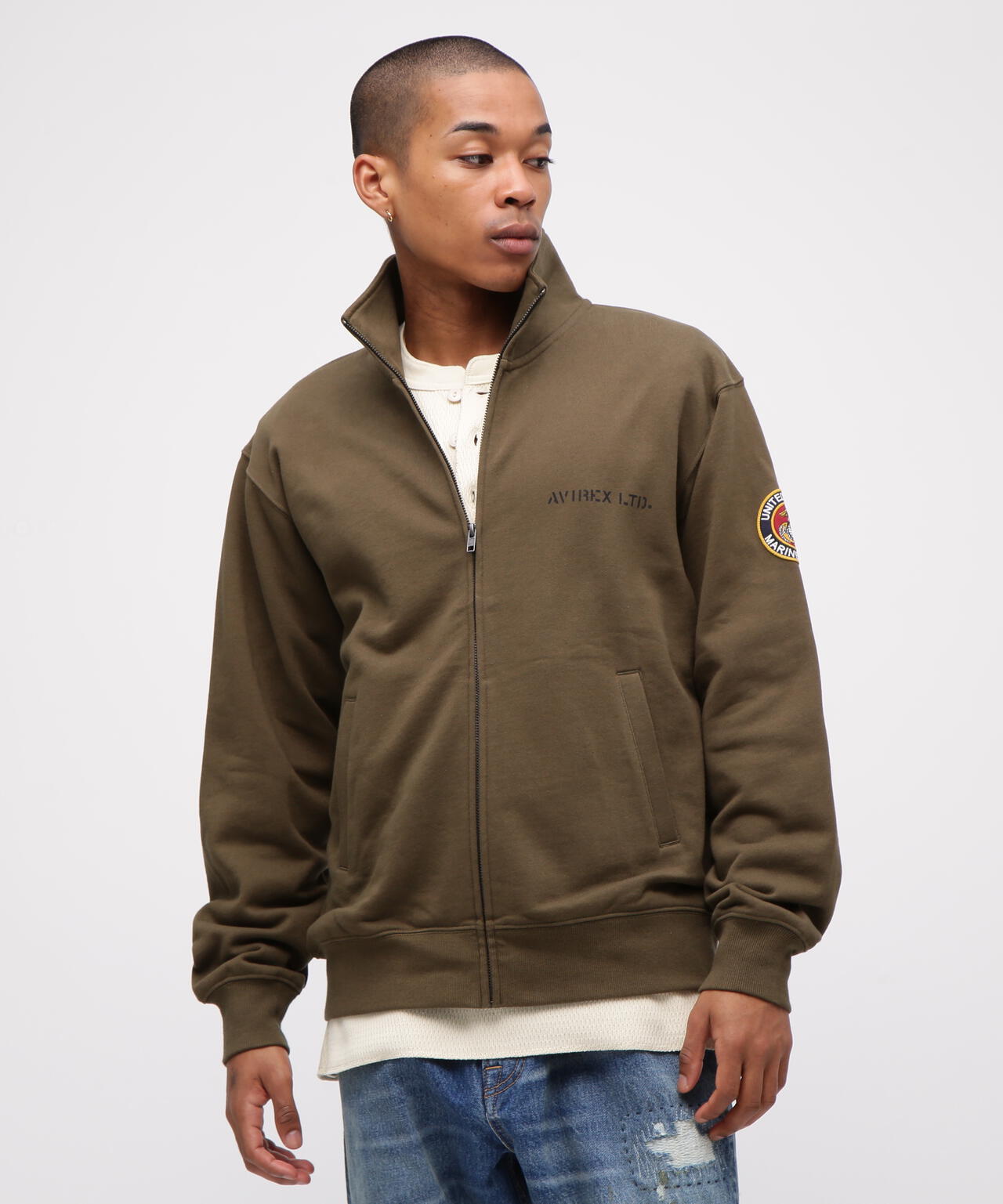 《直営店限定》CAMP LEJEUNE PATCHED STAND ZIP SWEAT