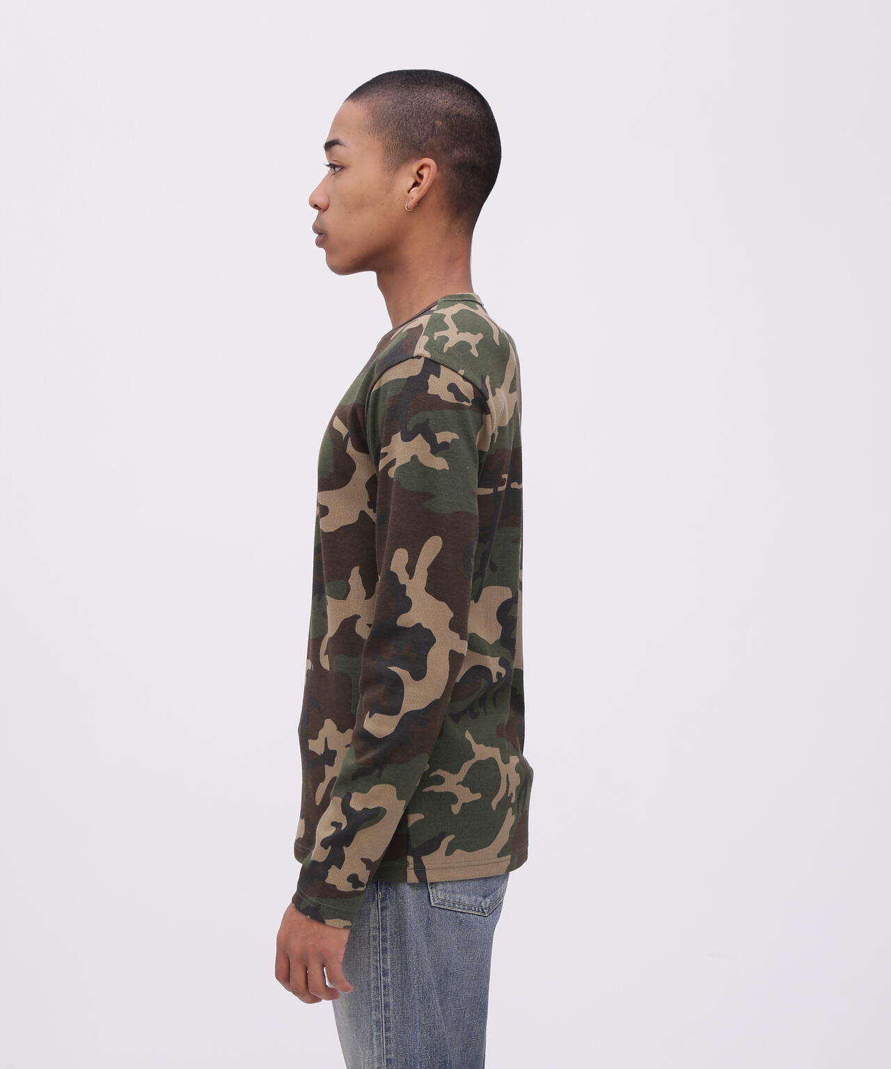 《DAILY/デイリー》 RIB LONG SLEEVE CREW NECK T-SHIRT ”CAMOUFLAGE”