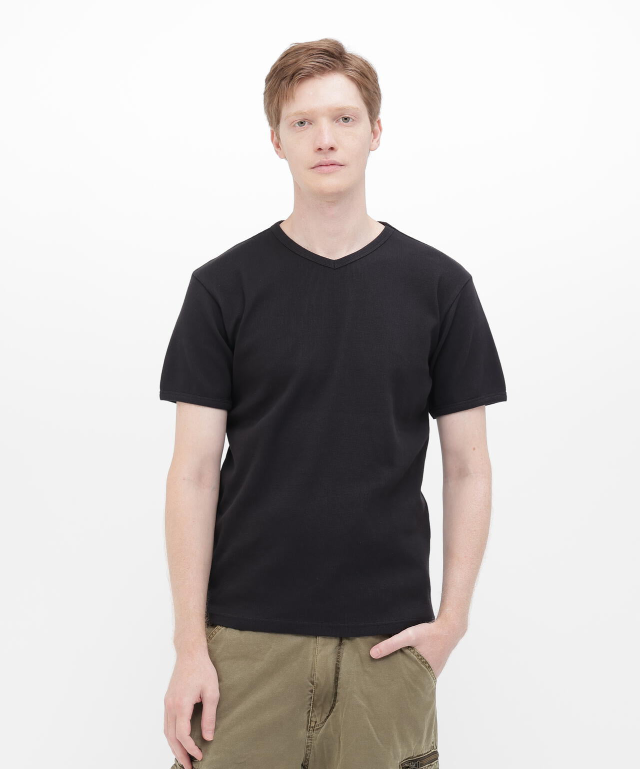 《DAILY/デイリー》RIB S/S V-NECK T-SHIRT/リブ 半袖 ブイネック Tシャツ  デイリーウェア