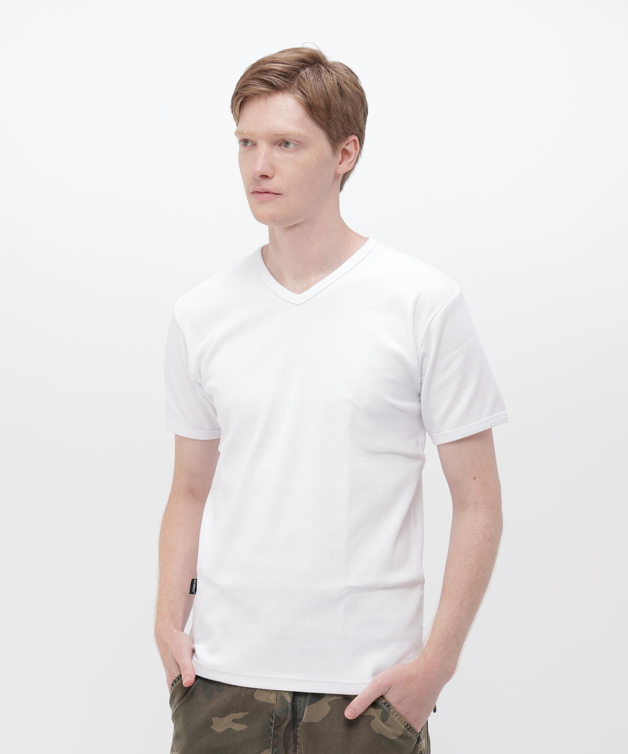《DAILY/デイリー》RIB S/S V-NECK T-SHIRT/リブ 半袖 ブイネック Tシャツ  デイリーウェア