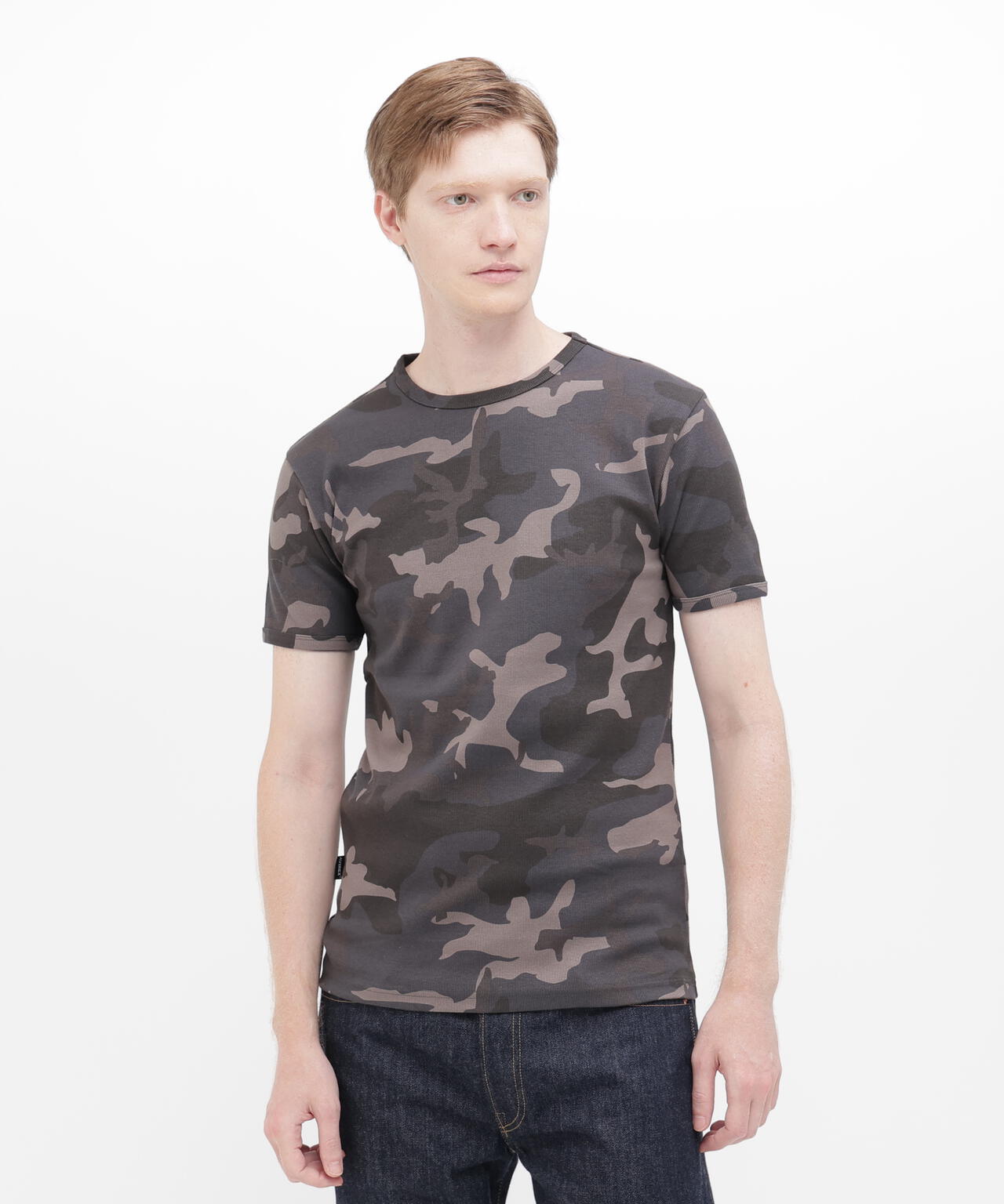 《DAILY/デイリー》RIB SHORT SLEEVE CREW NECK T-SHIRT ”CAMOUFLAGE”