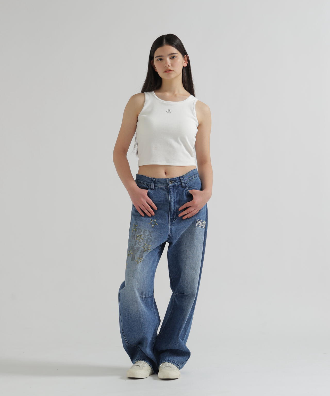 WAPPEN BARREL LEG DENIM PANTS