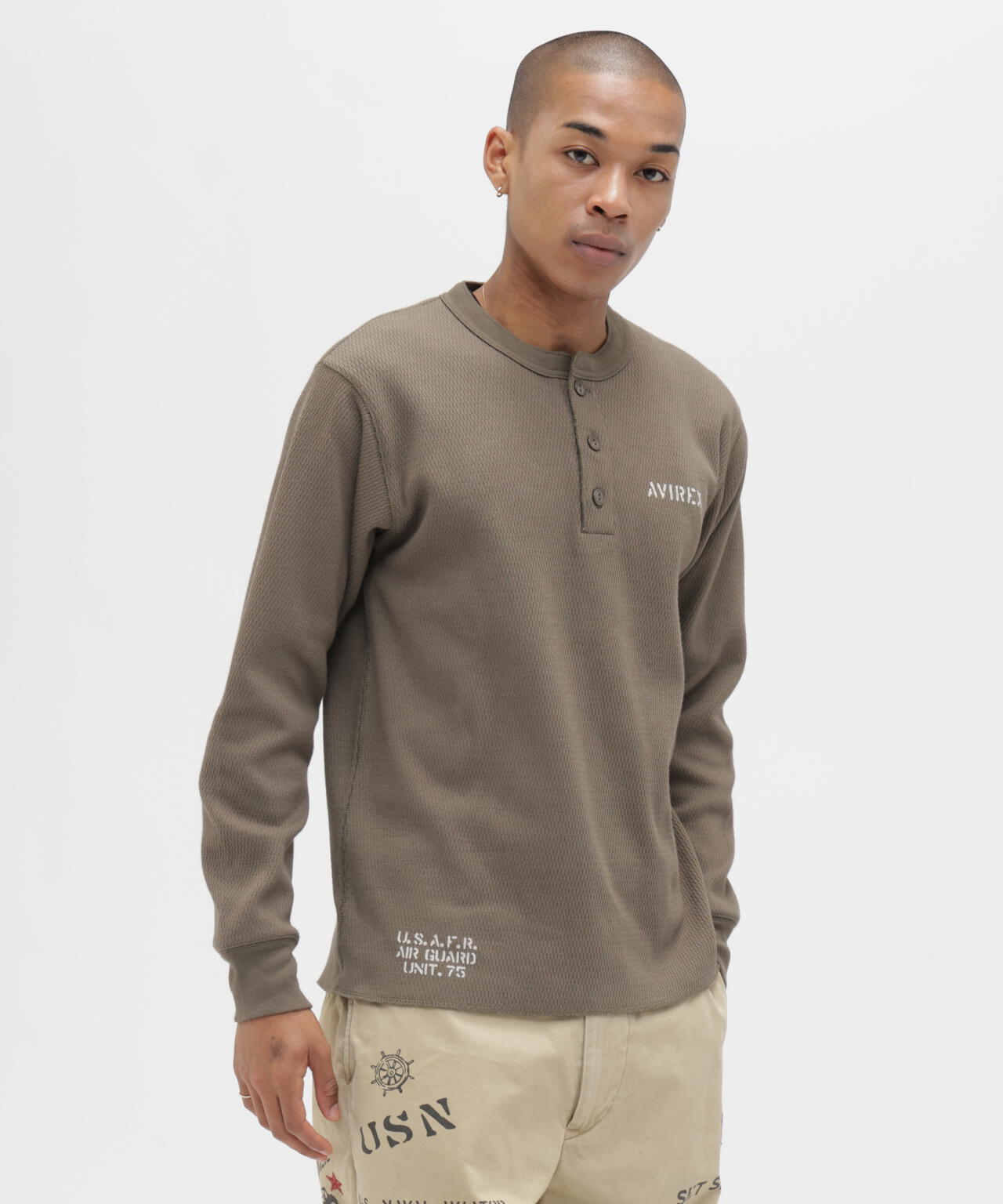 《WEB&DEPOT限定》STENCIL HONEYCOMB HENRY NECK L/S T-SHIRT