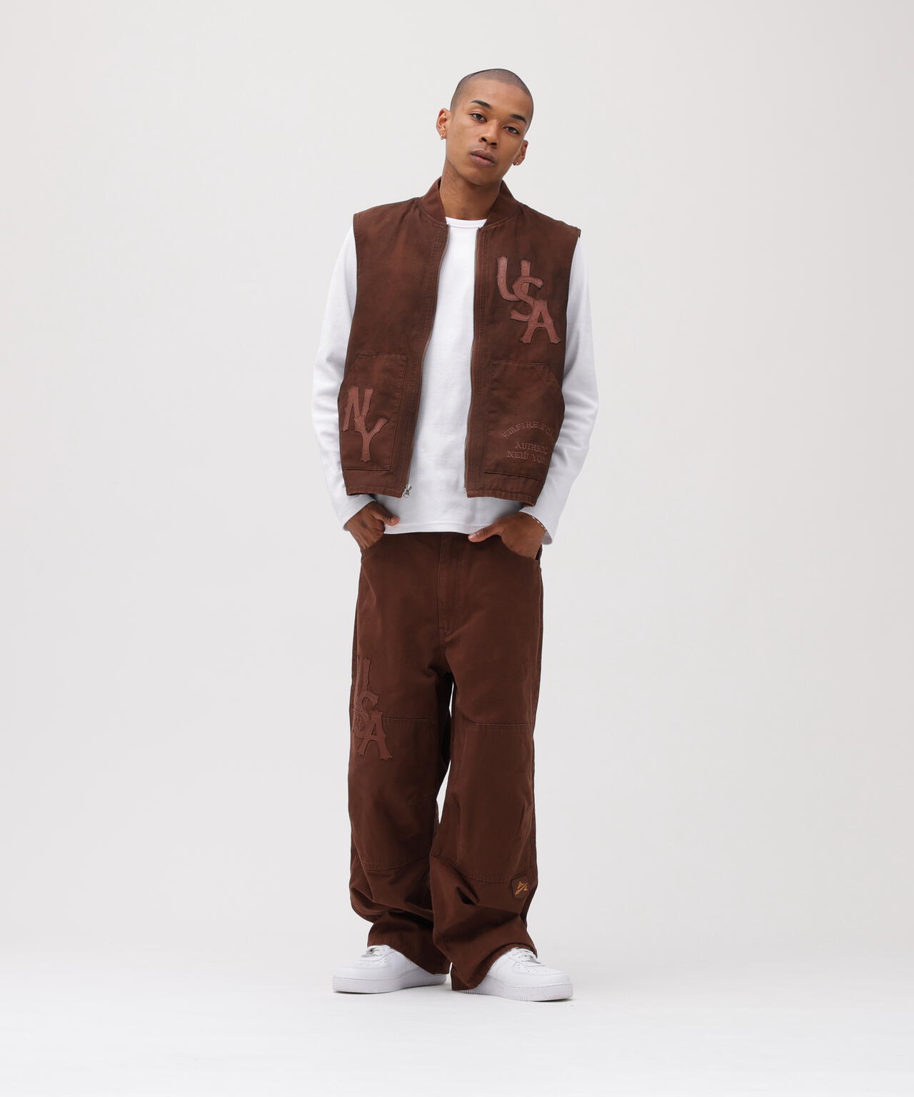LEATHER PATCH DUCK VEST