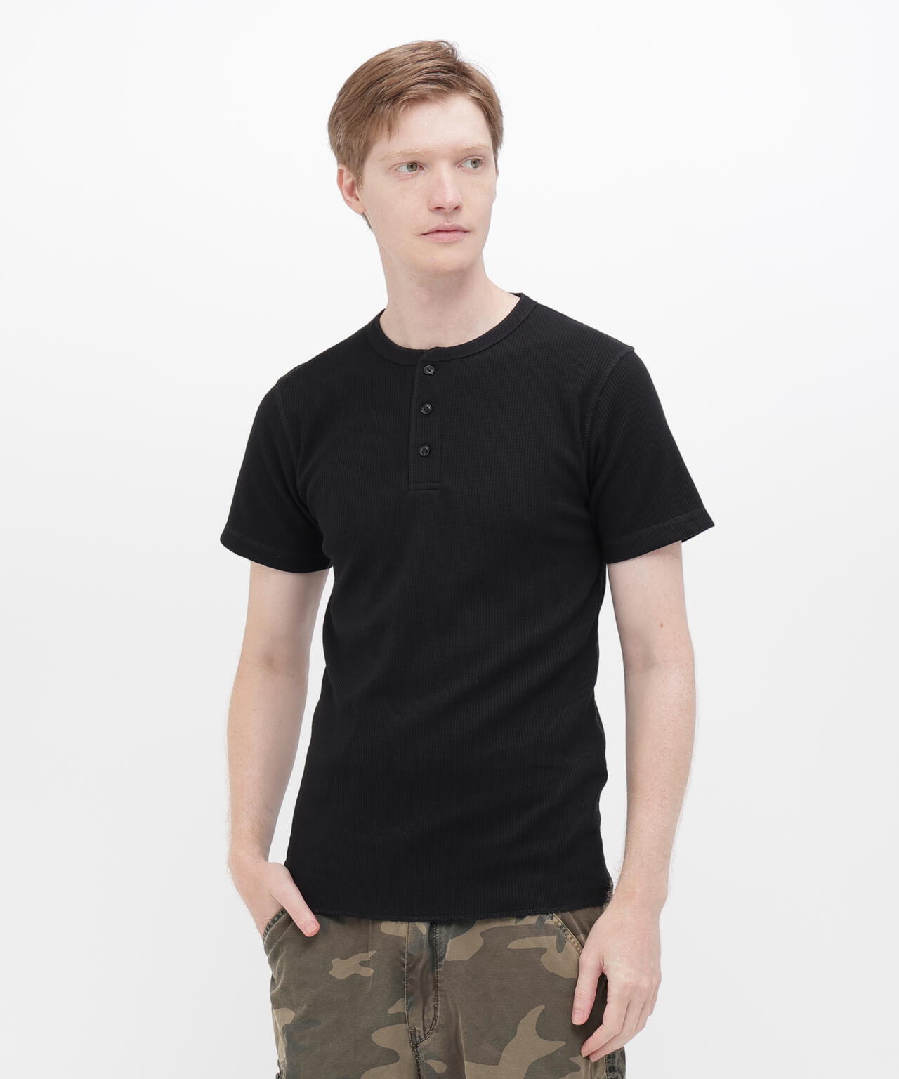 《DAILY/デイリー》THERMAL HENRY NECK T-SHIRT