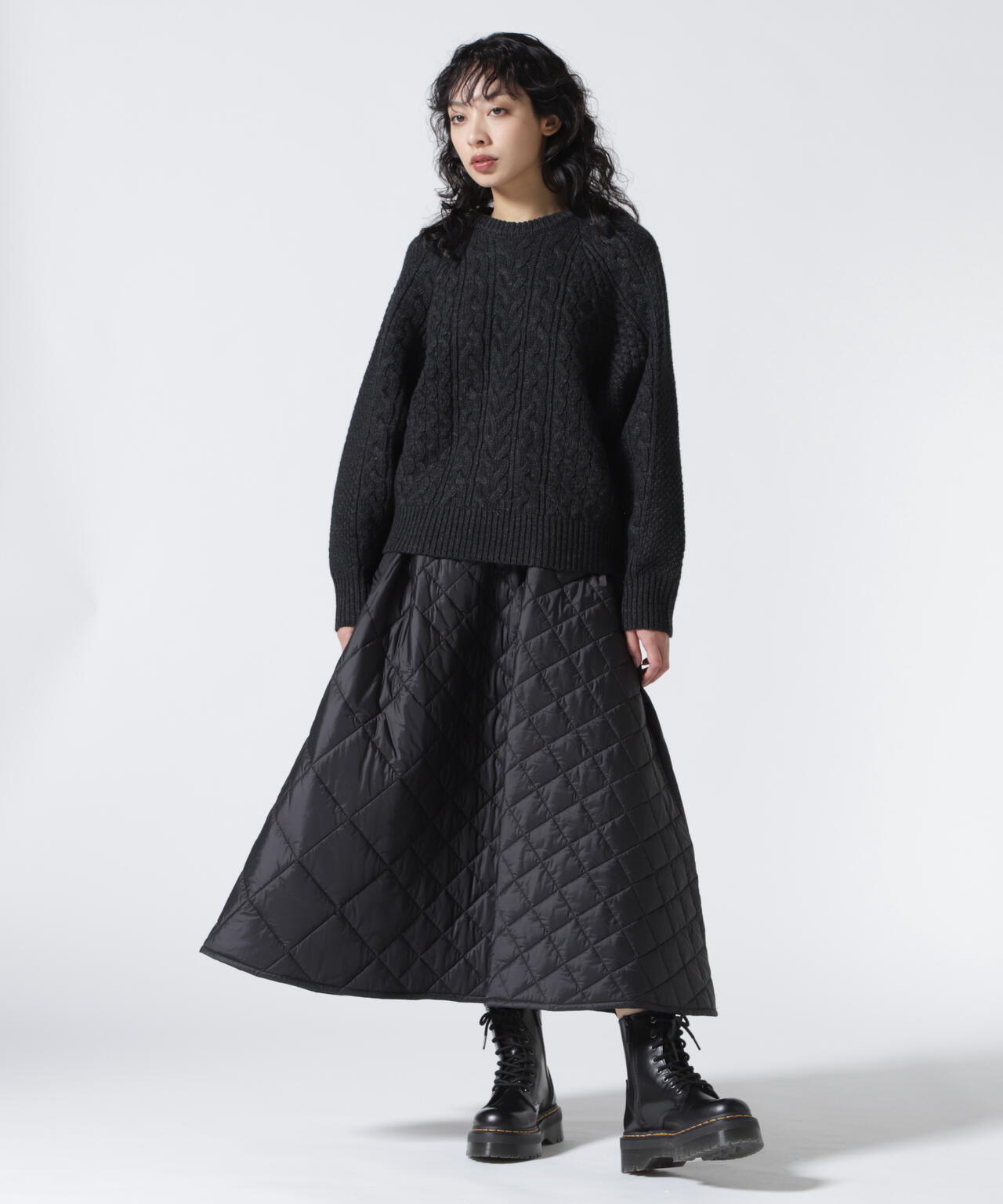MANOF/マノフ/SHOULDER TUCK CABLE KNIT