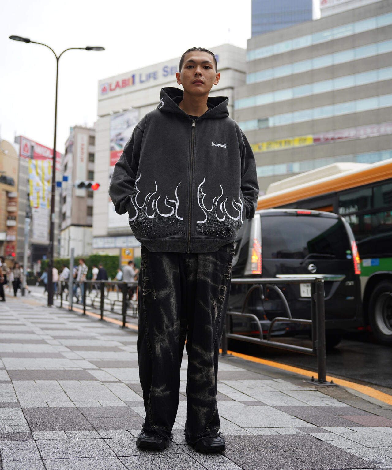 SUPPLIER【LHP WEB限定】FIRE PATTERN RHINESTONE ZIP