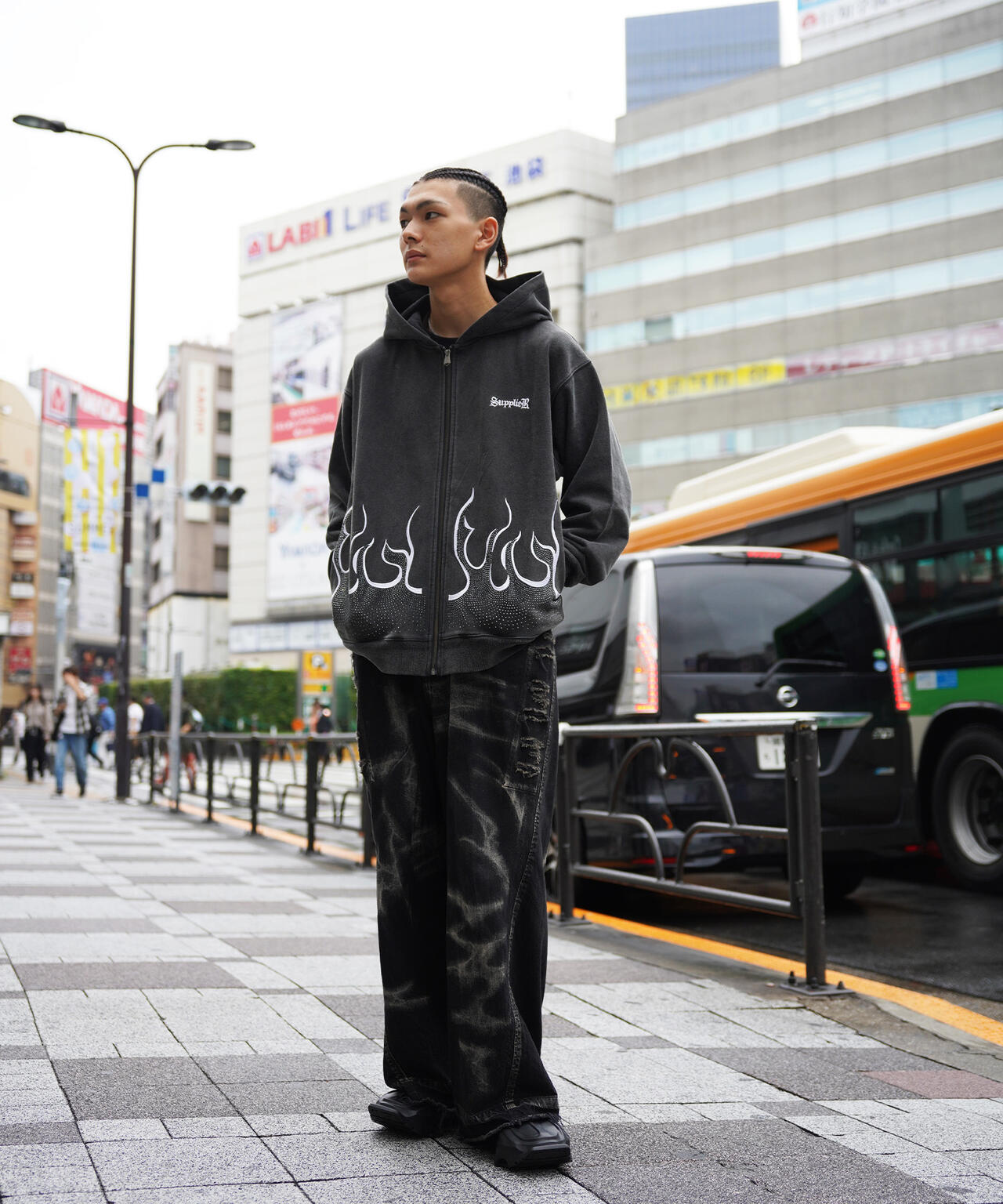 SUPPLIER【LHP WEB限定】FIRE PATTERN RHINESTONE ZIP