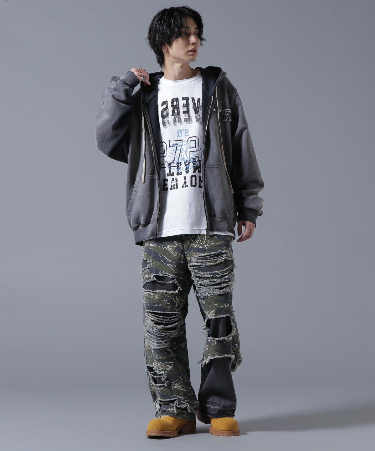 DankeSchon/ダンケシェーン/SPRAYED SWEAT ZIP HOODIE