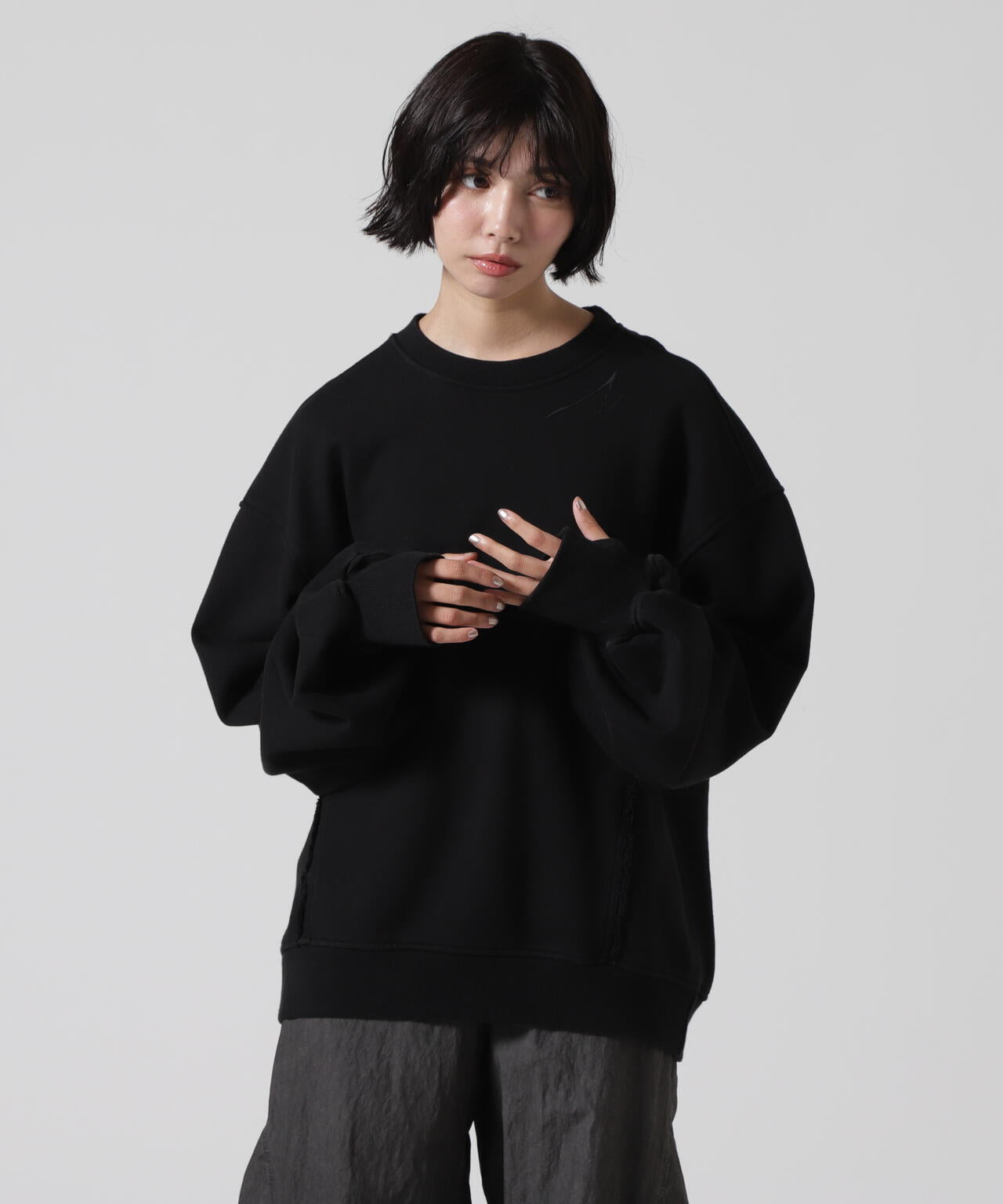 BLR/ビーエルアール/OVER-FIT RAW-CUTTED LINE SWEATSHIRTS