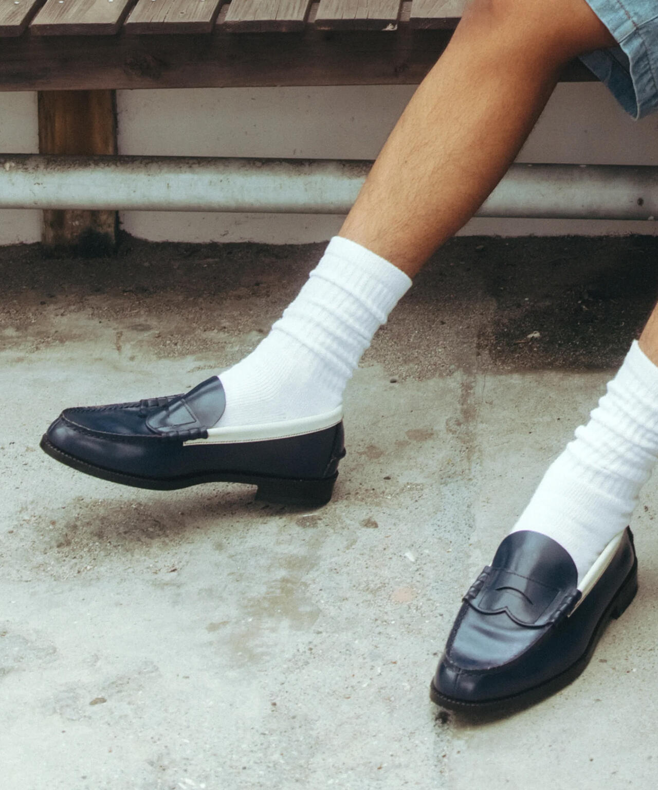 The Kenford Fineshoes/ケンフォードファインシューズ/COIN LOAFERS NAVY×WHITE