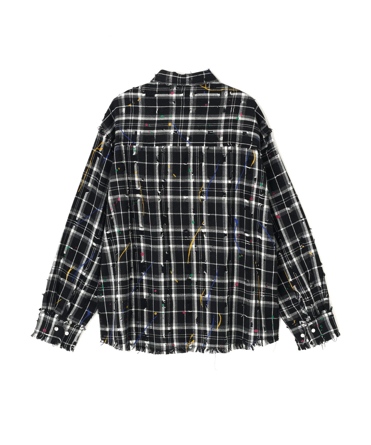 DankeSchon/ダンケシェーン/DAMAGE PAINT CHECK L/S SHIRTS