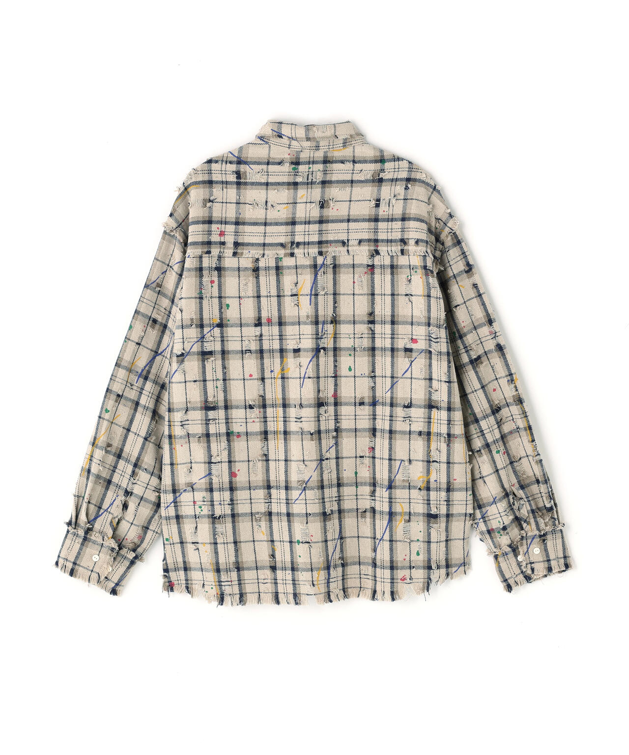 DankeSchon/ダンケシェーン/DAMAGE PAINT CHECK L/S SHIRTS