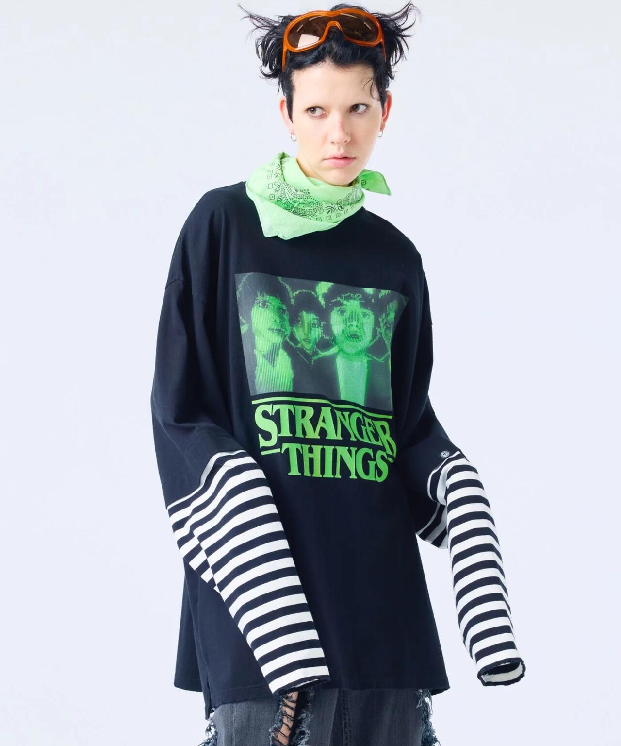 littlesunnybite/×stranger things graphic fake layered long tee