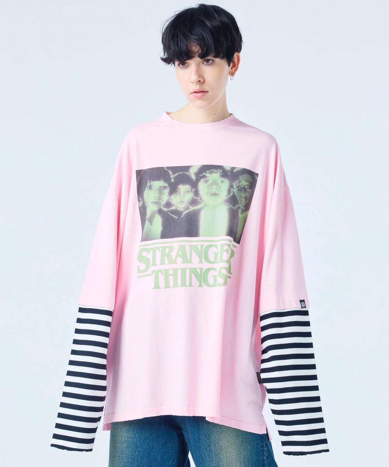 littlesunnybite/×stranger things graphic fake layered long tee