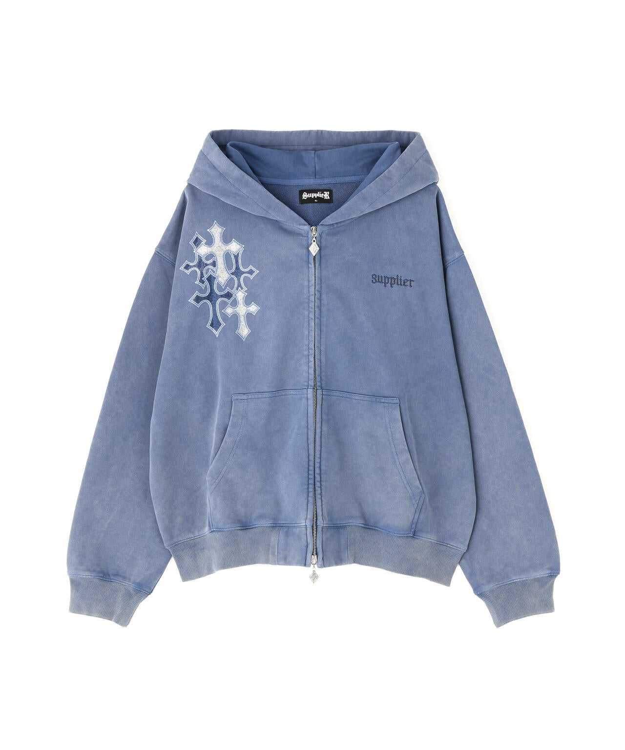 SUPPLIER/サプライヤー/MULTIPLE CROSS  RHINESTONE ZIP HOODIE