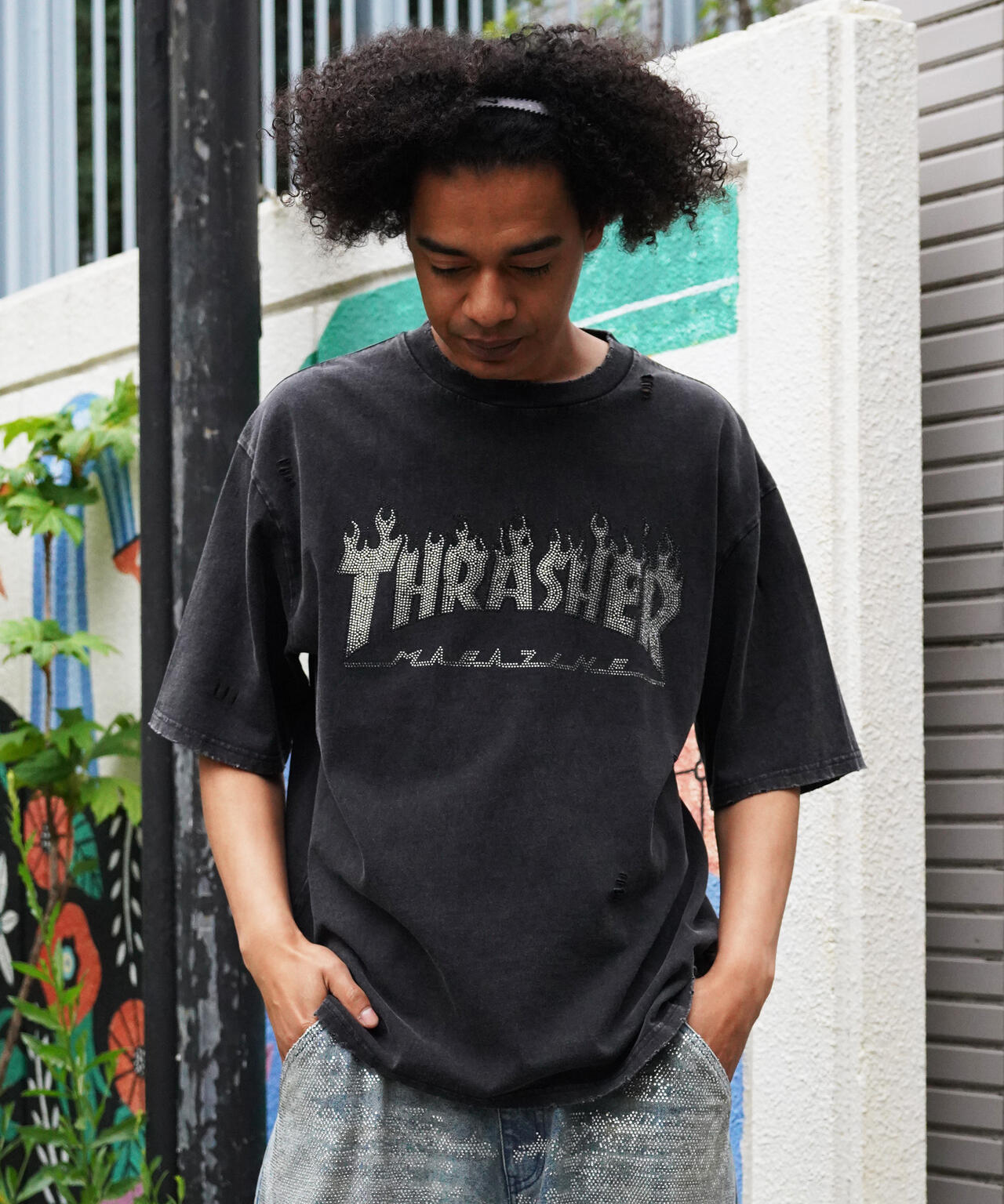 Thrasher/スラッシャー/【LHP別注】LINESTONE TEE/ラインストーンTシャツ