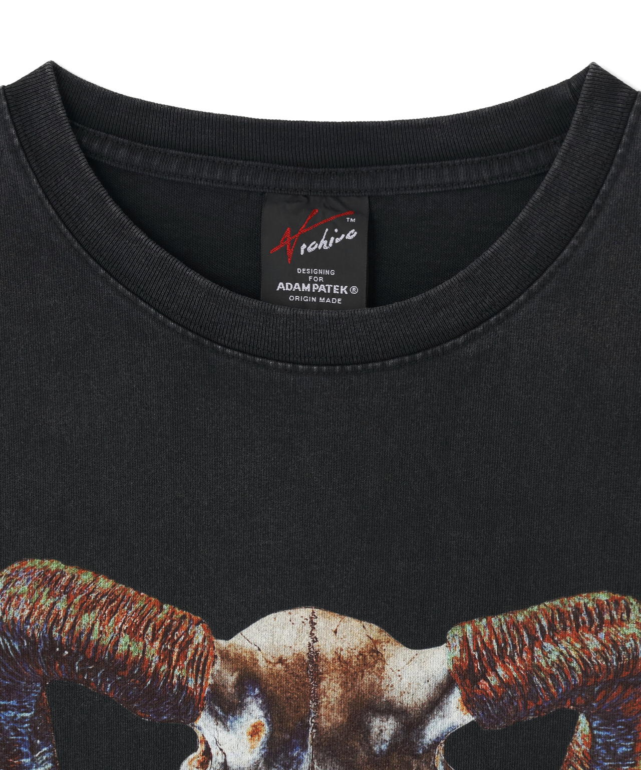 ADAMPATEK/アダムパテック/RED:BANSHEE　Ram Skull Graphic short sleeve t-shirt