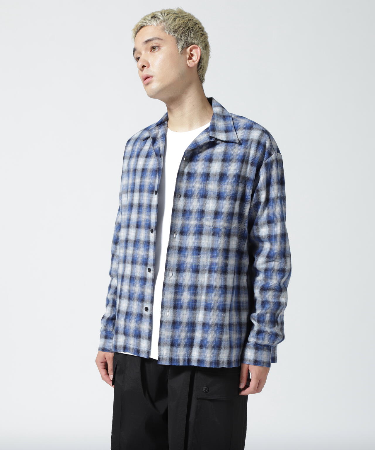 MINEDENIM（マインデニム）V.Nep Check Flannel Open Collar SH