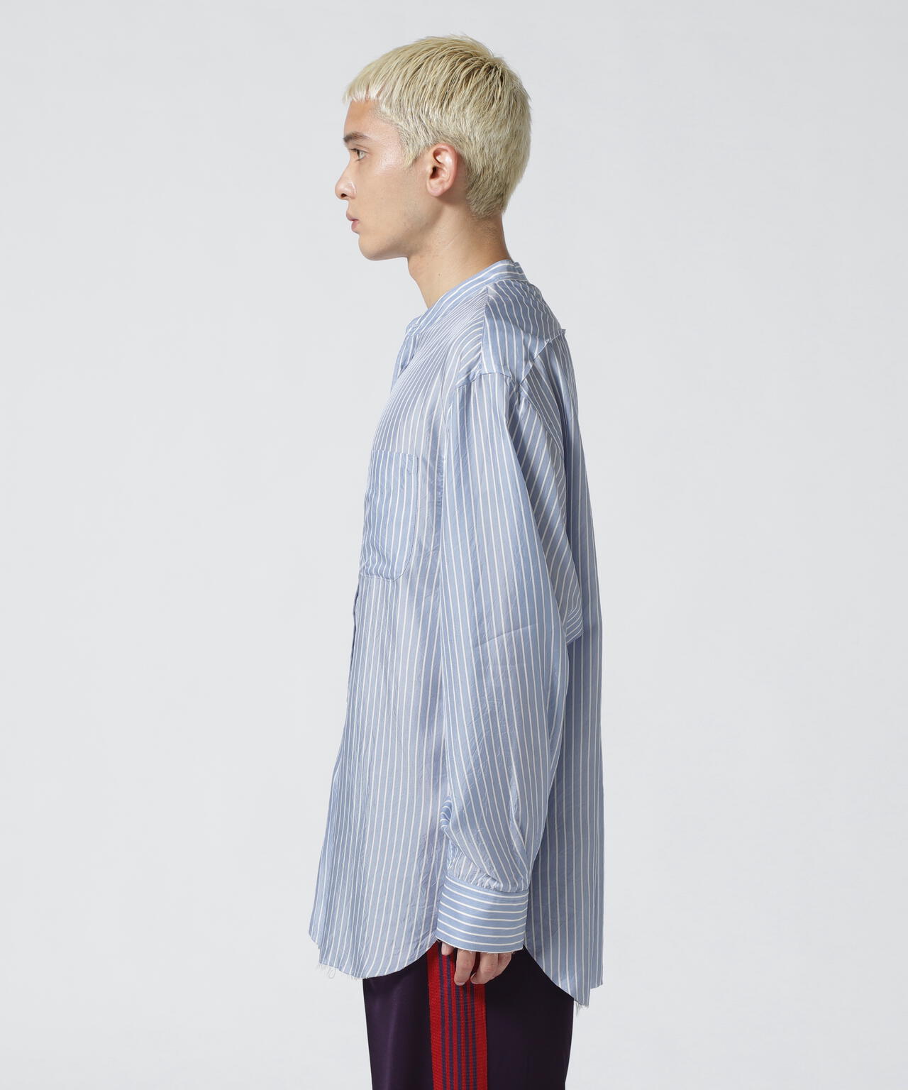 John Mason Smith (ジョンメイソンスミス) WASHED CUPRO STRIPE CLASSIC BANDED COLLA