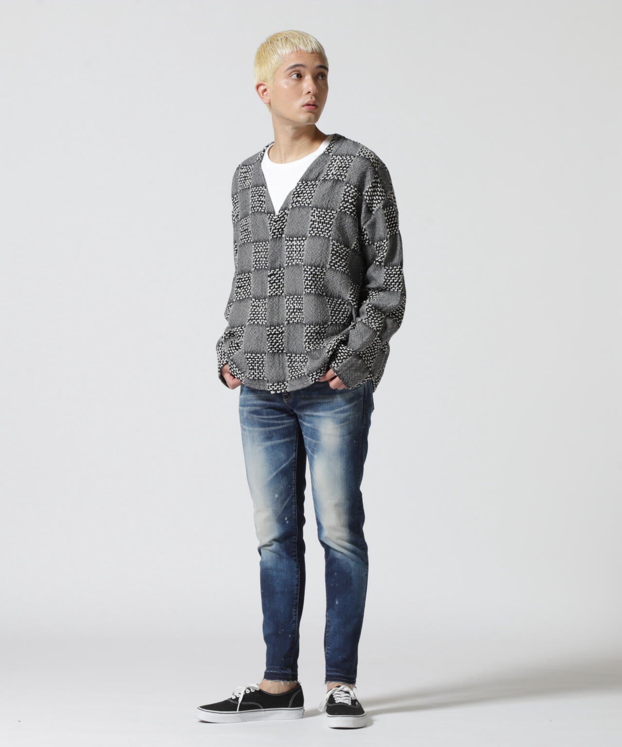 LUSOR（ルーソル）WOOL CHECK CD ウールチェックカーディガン