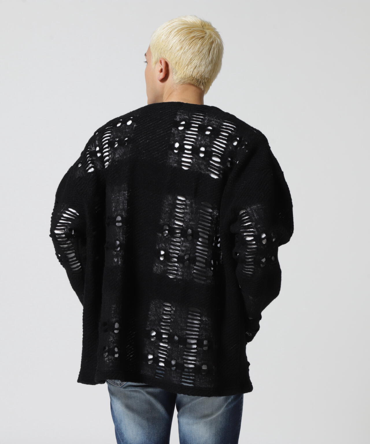 LUSOR（ルーソル）WOOL NYLON DAMEGE CD ダメージ風カーディガン