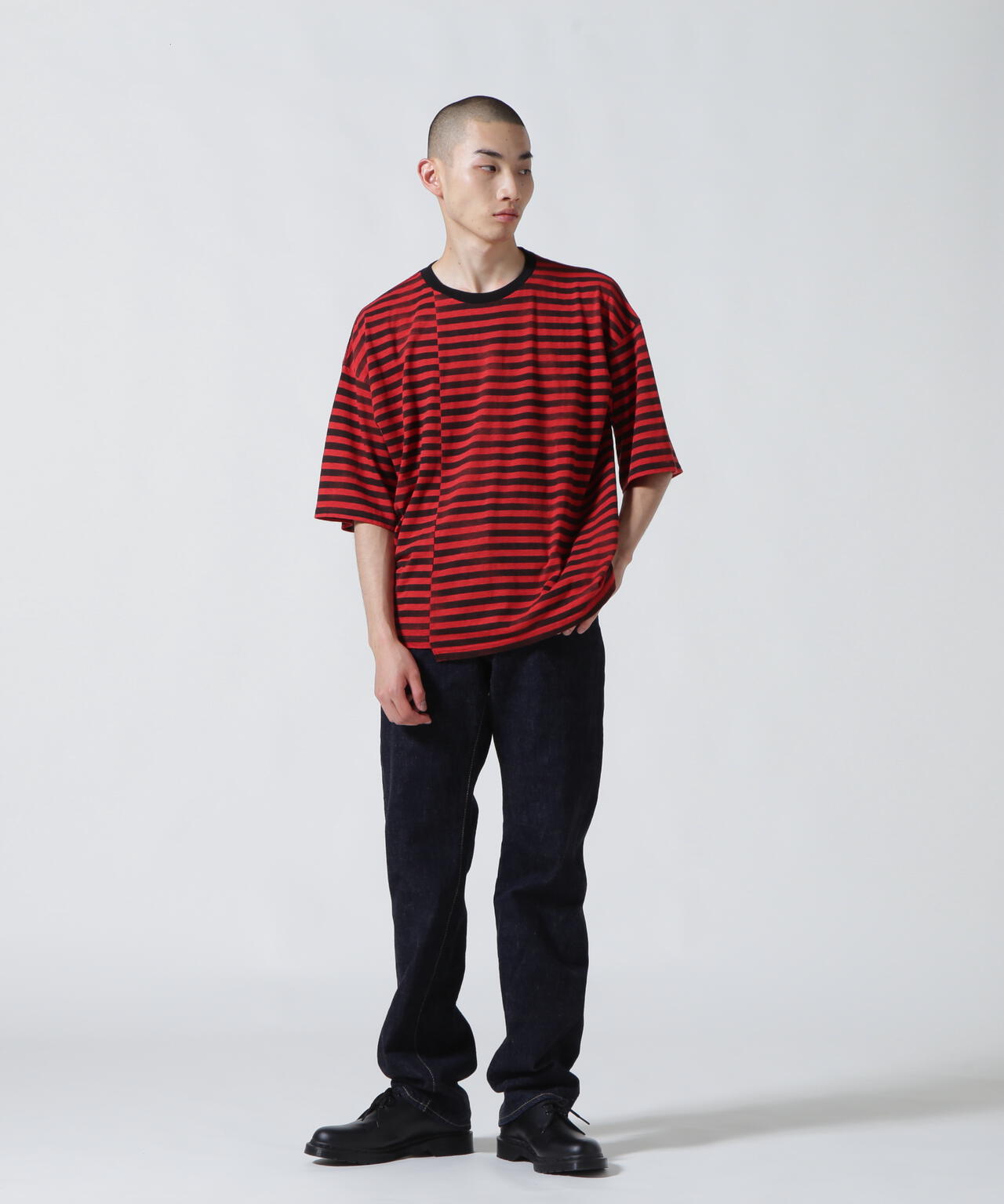 MINEDENIM（マインデニム）Hazy Border Uneven Loose T-SH