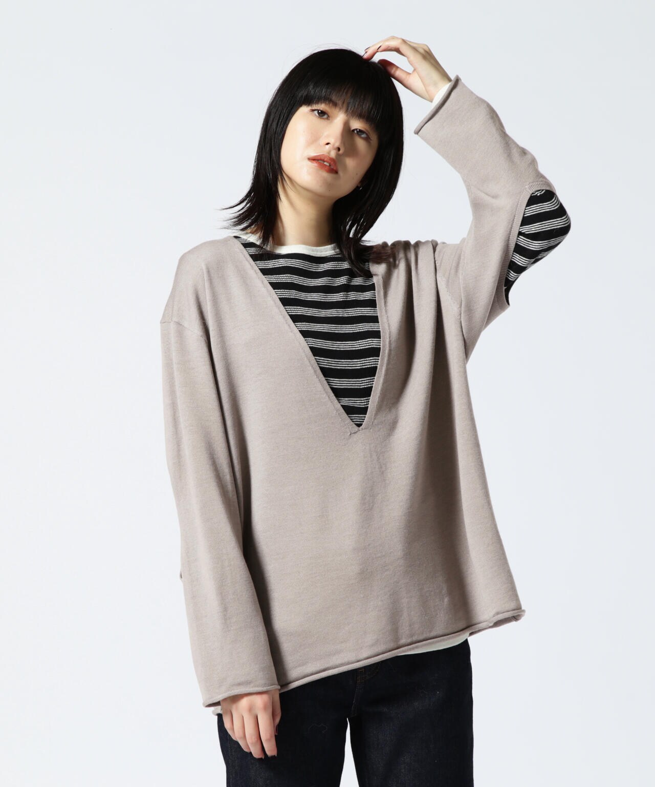 DROIT BELLO(ドロイトベロ) エルボーホールデザインニット