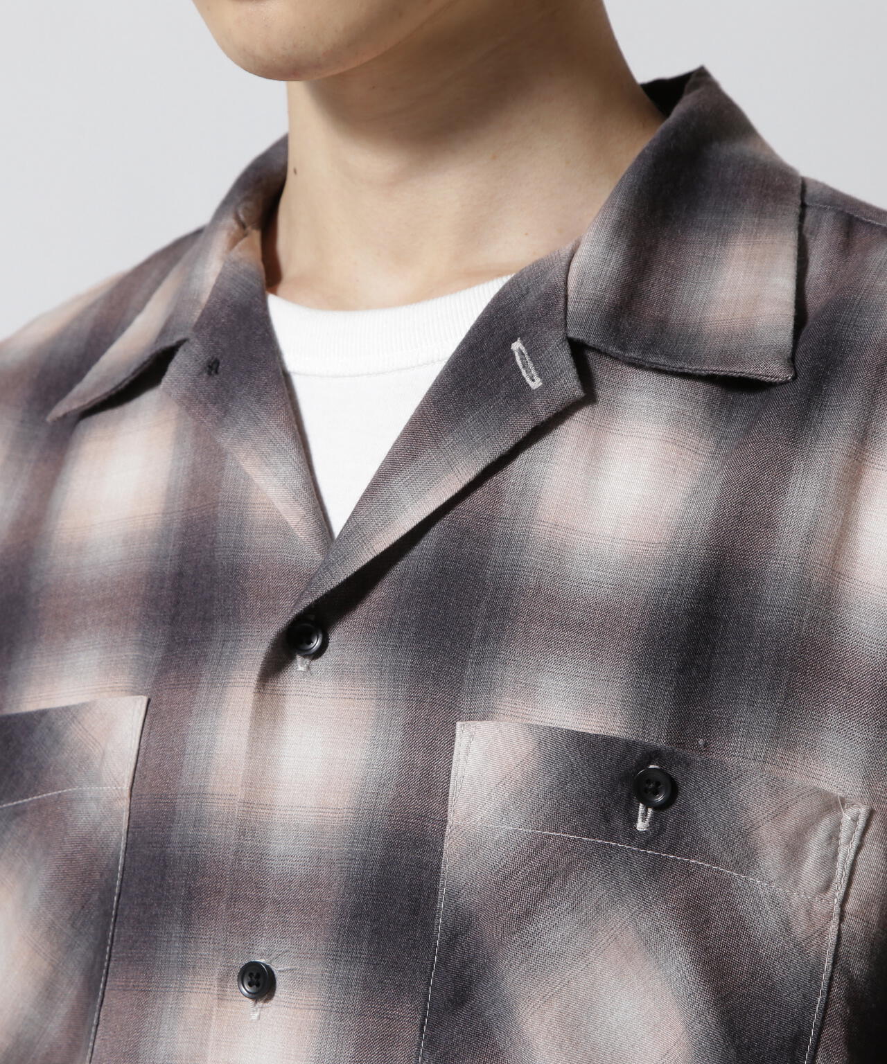 MINEDENIM / Drape Denim Ombre Check Loose Work SH