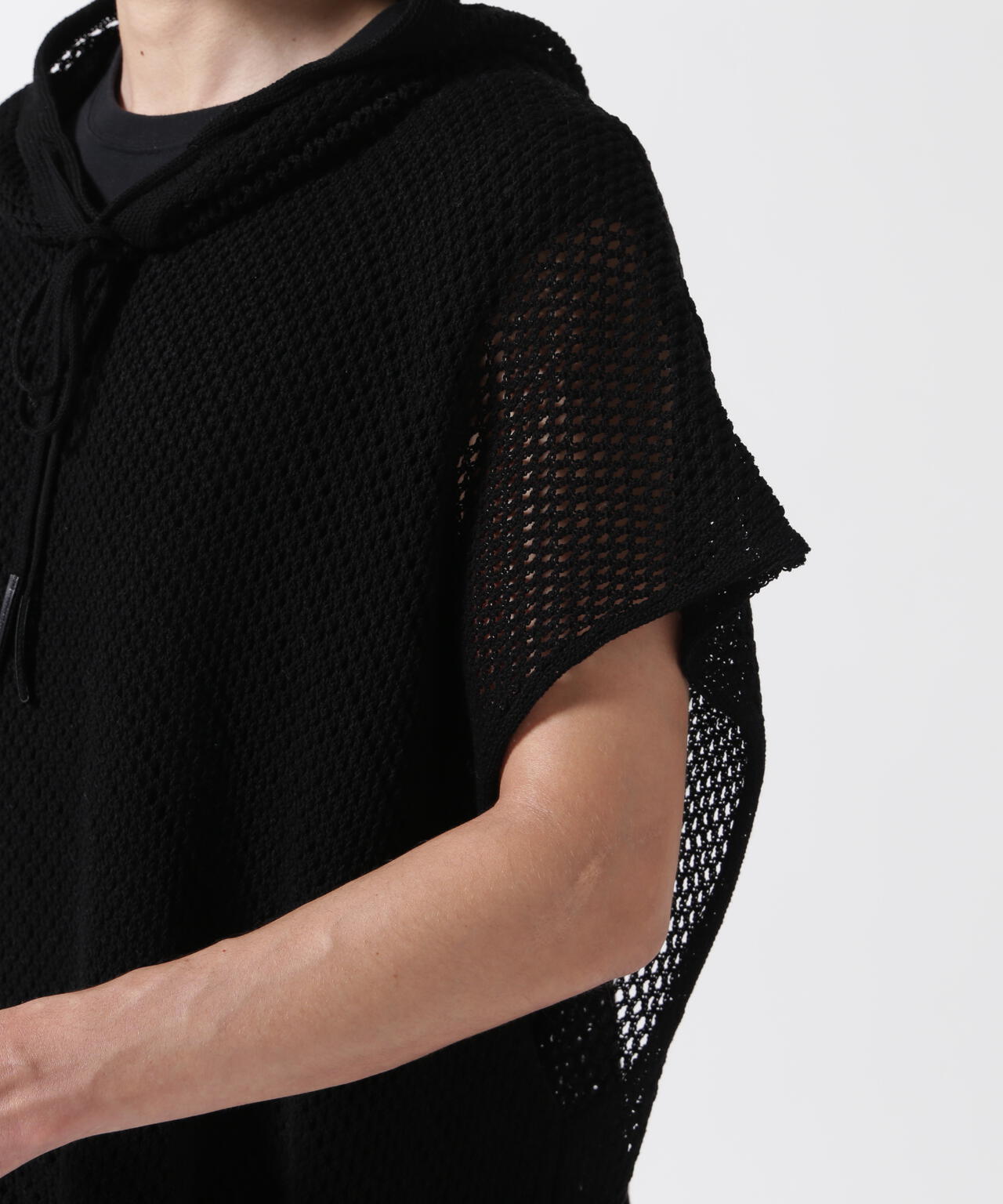 MINEDENIM（マインデニム）Heavy Mesh Knit Nosleeve Big Hoodie