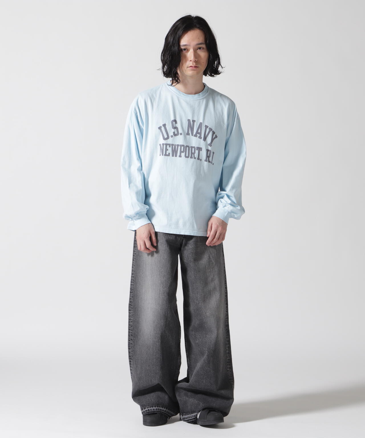 REMI RELIEF(レミレリーフ) 別注20/-天竺ロンＴ（US NAVY）ペイント加工
