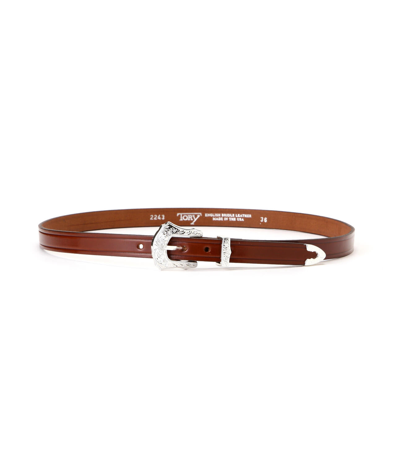 TORY LEATHER / 3/4 inch 3-Piece Silver Buckle Set Belt