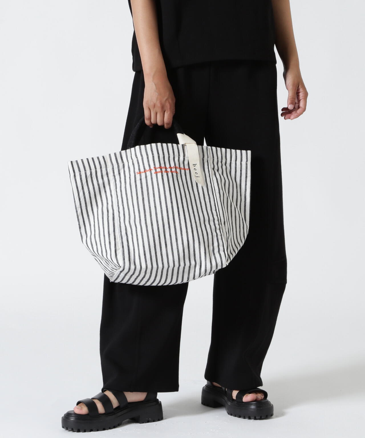 beej（ビージ）stripe fabric bigtote bag