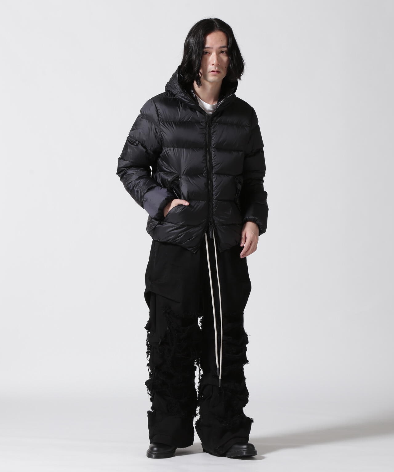 A.F ARTEFACT/Damage Denim Tuck Wide Pants