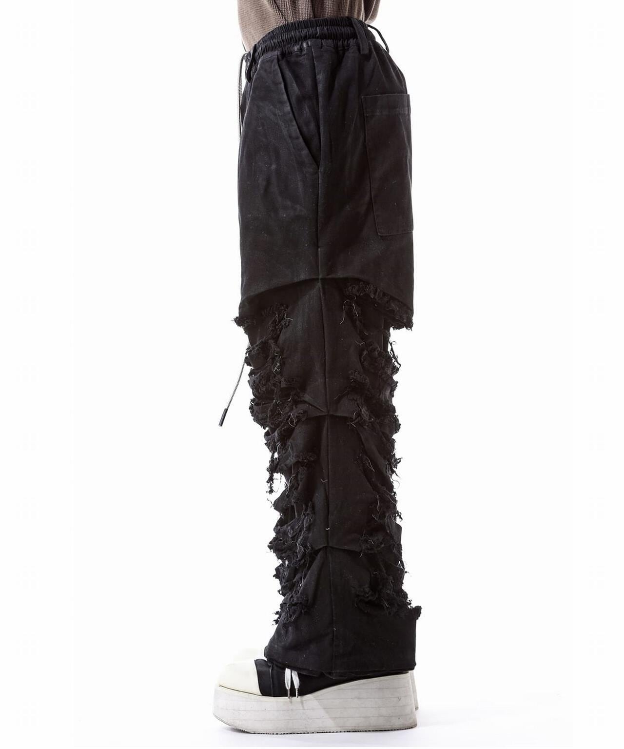 A.F ARTEFACT/Damage Denim Tuck Wide Pants
