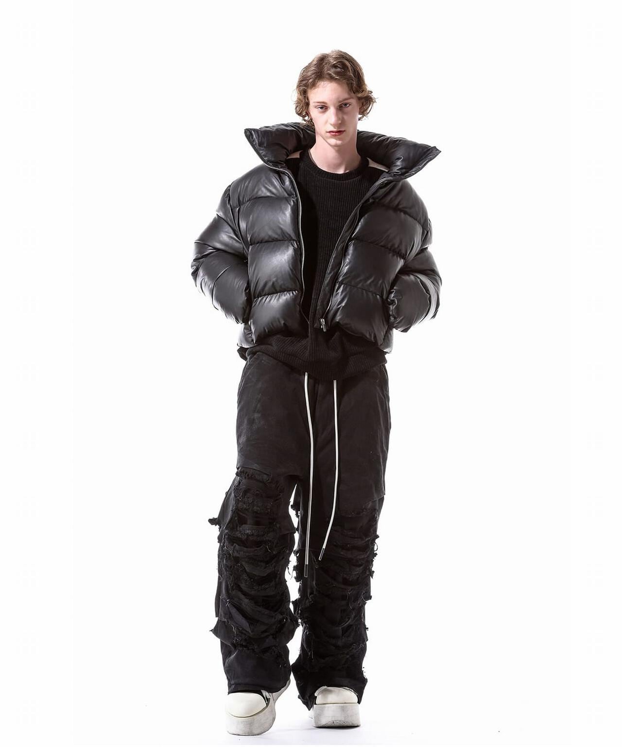 A.F ARTEFACT/Damage Denim Tuck Wide Pants