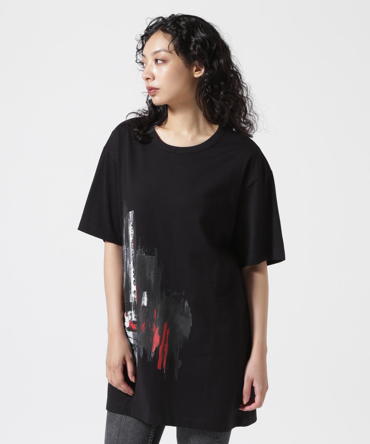 Y's/ワイズ/FEMALE PRINT ROUND NECK HALF SLEEVE TEE