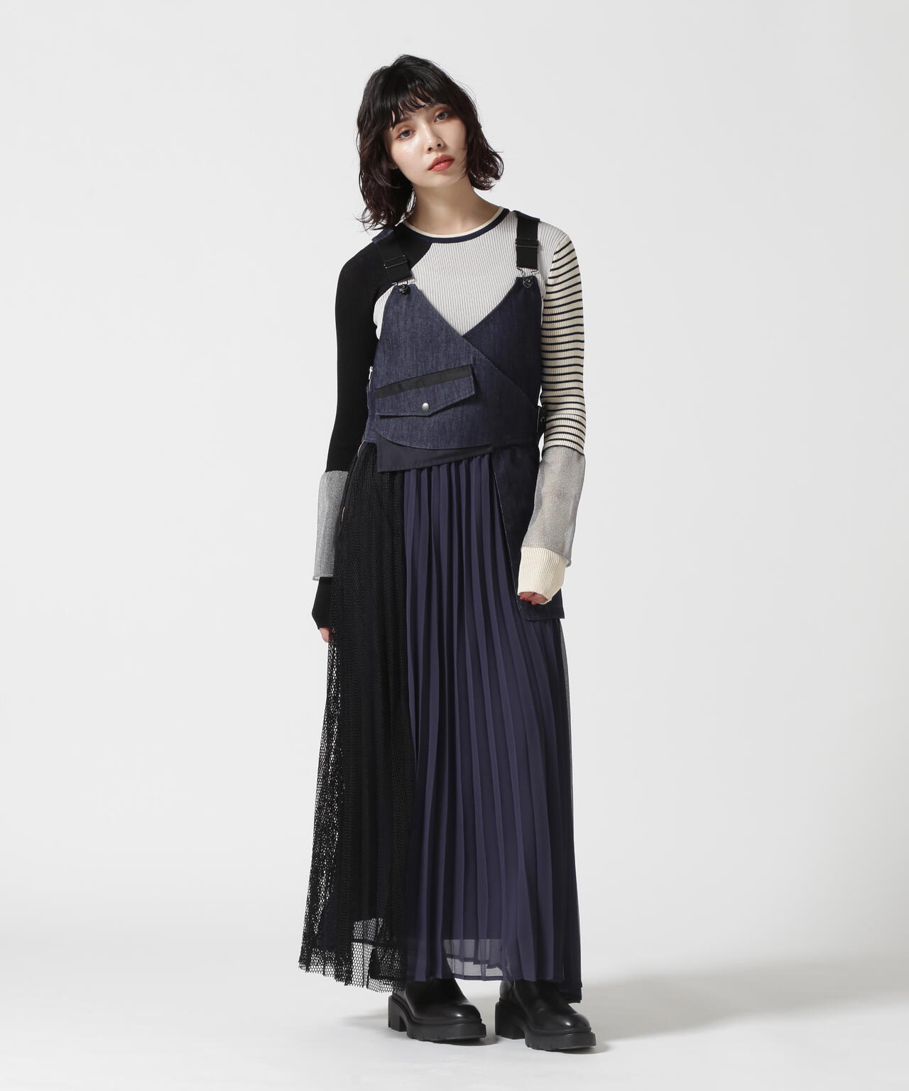 AULA AILA/アウラアイラ/DENIM COMBINATION JUMPER SKIRT