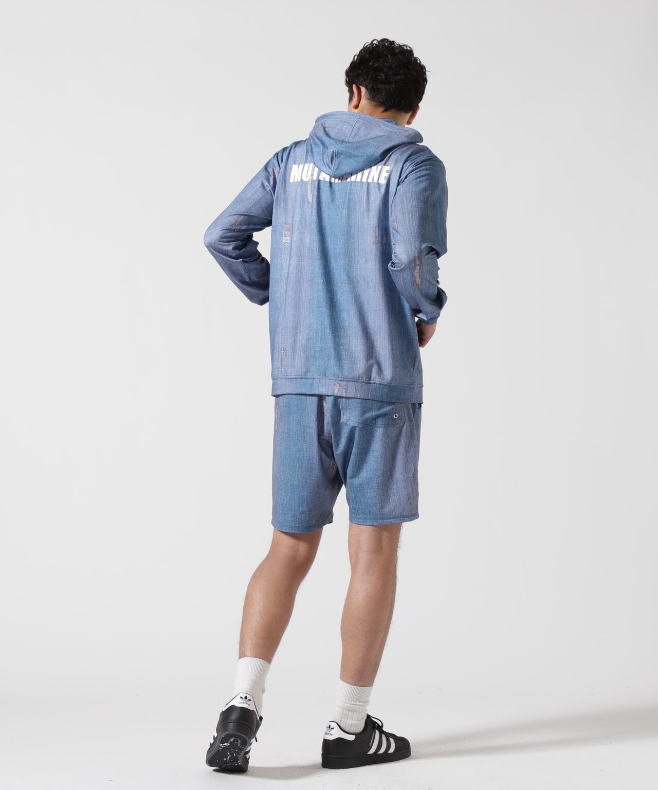 muta MARINE/ムータ マリン/DENIM PRINTED RASH HOODIE